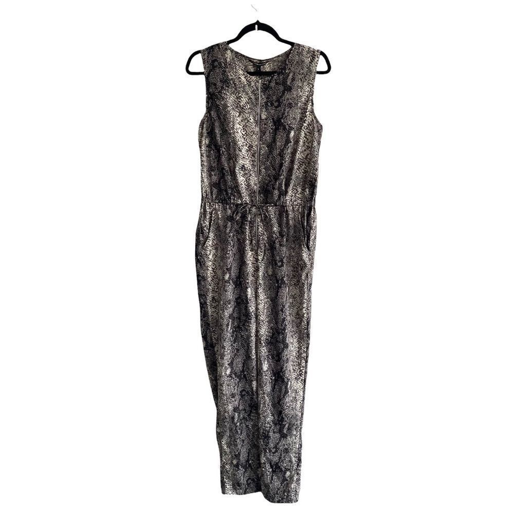 W118by WALTER BAKER Sleeveless Jumpsuit Pants Snake Python Print Black Gray L
